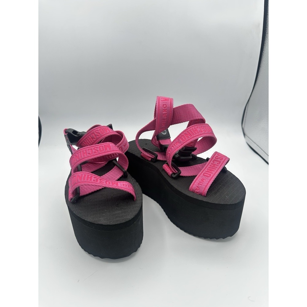 Moschino Women's Strappy‎ Platform Sandals – Logo Print Designer Shoes